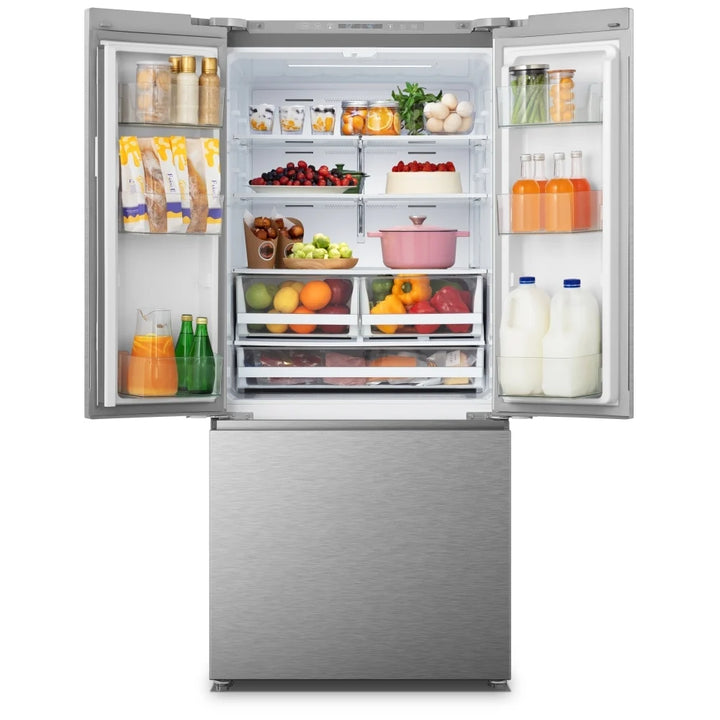 Hisense RF210N6ASE French Door Refrigerator, 30 inch Width, ENERGY STAR Certified, 20.8 cu. ft. Capacity, Stainless Steel colour PureFlat Design