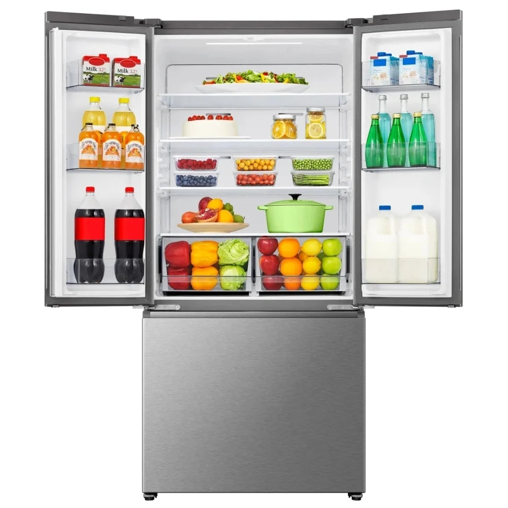 Hisense RF22A3FSE French Door Refrigerator, 22.1 cu. ft. Capacity, Ice Dispenser (Freezer Located), ENERGY STAR Certified, Stainless Steel colour