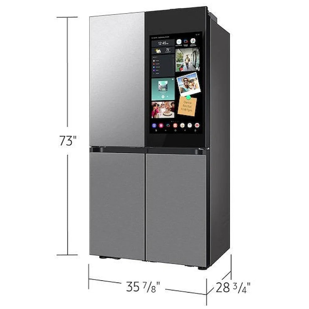 Samsung Bespoke RF23DB9900QDAC French Door Refrigerator, 36 inch Width, 22.5 cu. ft. Capacity, Counter Depth, Custom Panel Ready, Water Dispenser (Interior), Ice Dispenser, Stainless Steel colour AI Family Hub+, Beverage Center