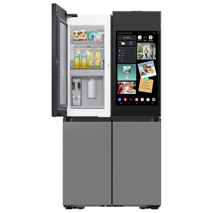 Samsung Bespoke RF23DB9900QDAC French Door Refrigerator, 36 inch Width, 22.5 cu. ft. Capacity, Counter Depth, Custom Panel Ready, Water Dispenser (Interior), Ice Dispenser, Stainless Steel colour AI Family Hub+, Beverage Center