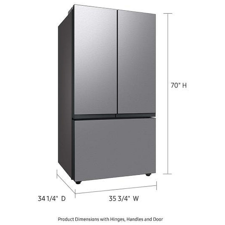 Samsung Bespoke RF30BB6200QLAA French Door Refrigerator, 36 inch Width, 30.1 cu. ft. Capacity, Water Dispenser (Interior), Ice Dispenser