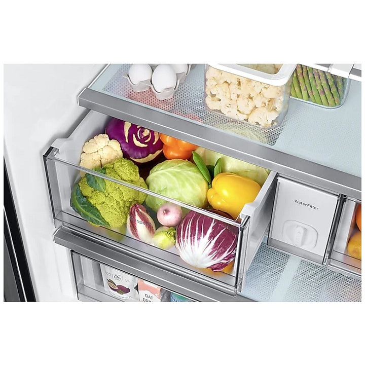 Samsung Bespoke RF30BB6200QLAA French Door Refrigerator, 36 inch Width, 30.1 cu. ft. Capacity, Water Dispenser (Interior), Ice Dispenser