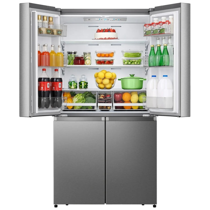 Hisense RQ22N6ASD French Door Refrigerator, 36 inch Width, Counter Depth, 21.5 cu. ft. Capacity, Stainless Steel Look colour Pure Flat Design