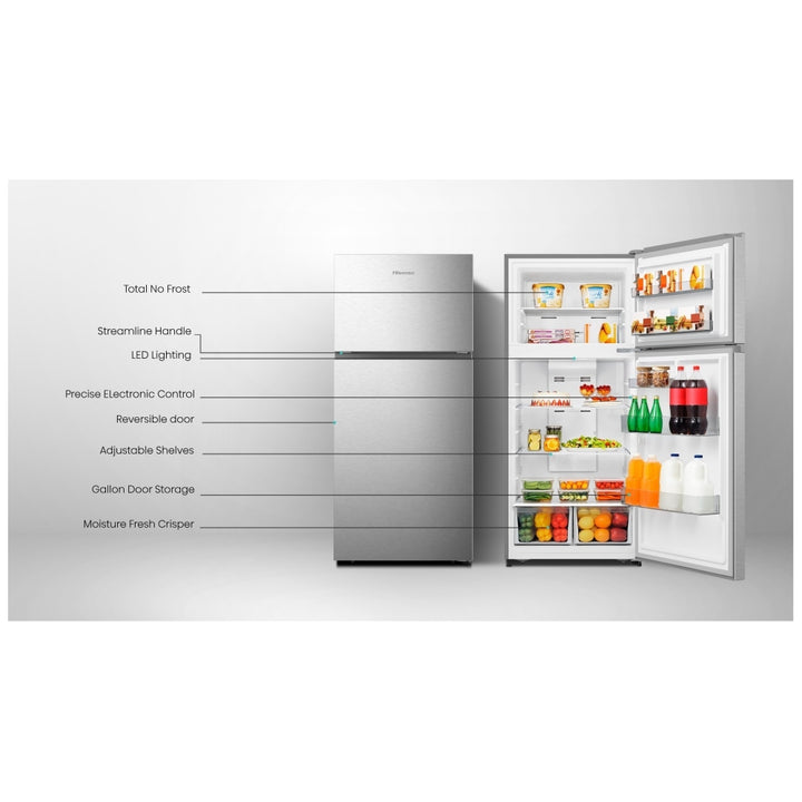 Hisense RT18A2FSD Top Freezer Refrigerator, 30 inch Width, 18 cu. ft. Capacity, ENERGY STAR Certified, Silver colour Precise Electronic Control