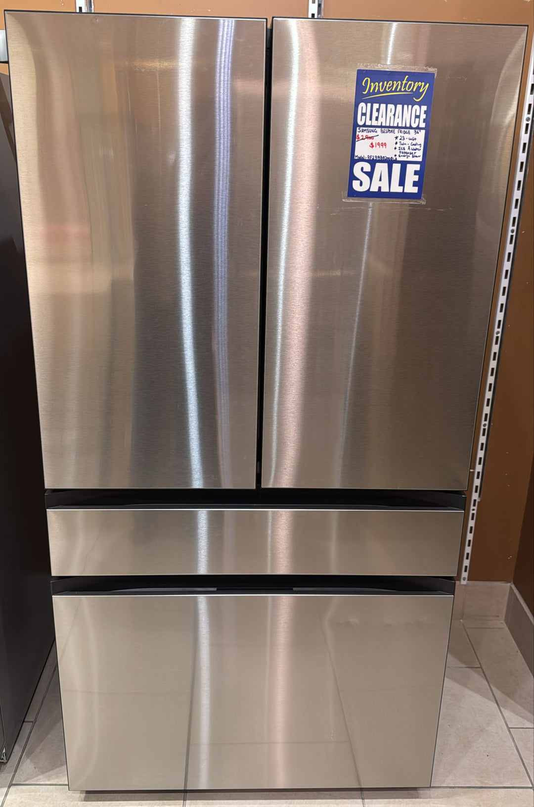36" Samsung 22.9 Cu. Ft. 4 Door Bespoke French Door Refrigerator - RF23BB8200QLAA