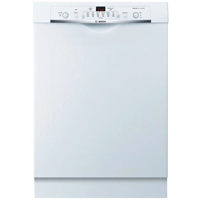 Bosch 100 Series SHE3AR72UC Dishwasher, 24 inch Exterior Width, 50 dB Decibel Level, Full Console, Plastic Interior, 6 Wash Cycles, 14 Capacity (Place Settings), 2 Loading Racks, White colour Category: Dishwashers