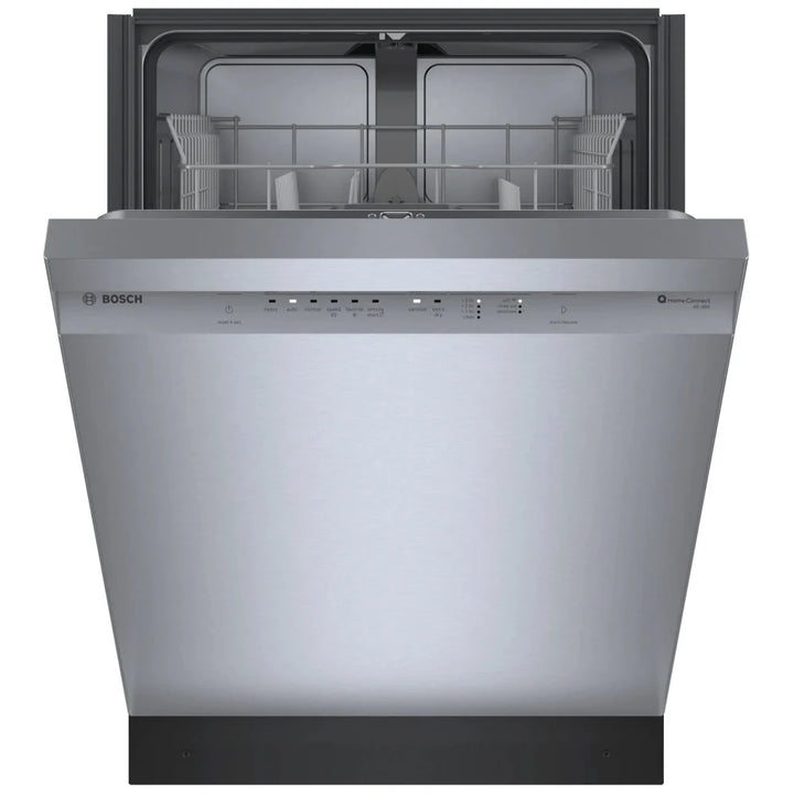 Bosch 100 Series SHE41CM5N Dishwasher, 24 inch Exterior Width, 48 dB Decibel Level, Full Console, Stainless Interior, 8 Wash Cycles, 12 Capacity (Place Settings), 2 Loading Racks, Wifi Enabled, Stainless Steel colour