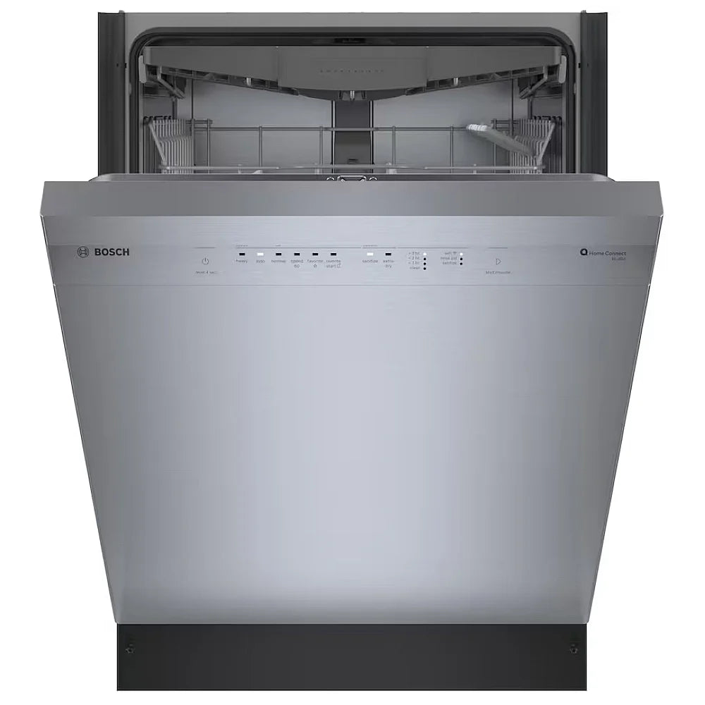 Bosch 100 Series SHE5AE75N Dishwasher, 24 inch Exterior Width, 46 dB Decibel Level, Full Console, Stainless Interior, 8 Wash Cycles, 15 Capacity (Place Settings), 3 Loading Racks, Wifi Enabled, Stainless Steel colour