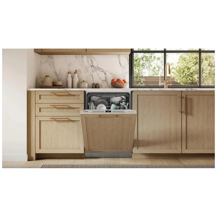 Bosch 300 Series SHV53D73UC Dishwasher, 24 inch Exterior Width, 46 dB Decibel Level, Fully Integrated, Stainless Interior, Custom Panel Ready, 6 Wash Cycles, 15 Capacity (Place Settings), 3 Loading Racks, Wifi Enabled