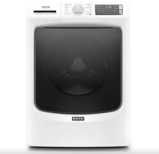 Maytag MHW6630HW Front Load Washer, 27 inch Width, ENERGY STAR Certified, 5.5 cu. ft. Capacity, Steam Clean, 12 Wash Cycles, 4 Temperature Settings, Stackable, 1200 RPM Washer Spin Speed, Water Heater, White colour