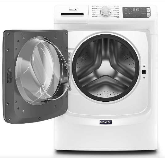 Maytag MHW6630HW Front Load Washer, 27 inch Width, ENERGY STAR Certified, 5.5 cu. ft. Capacity, Steam Clean, 12 Wash Cycles, 4 Temperature Settings, Stackable, 1200 RPM Washer Spin Speed, Water Heater, White colour