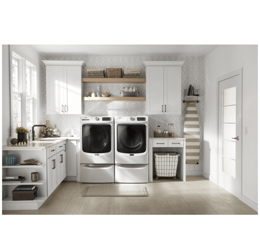 Maytag MHW6630HW Front Load Washer, 27 inch Width, ENERGY STAR Certified, 5.5 cu. ft. Capacity, Steam Clean, 12 Wash Cycles, 4 Temperature Settings, Stackable, 1200 RPM Washer Spin Speed, Water Heater, White colour