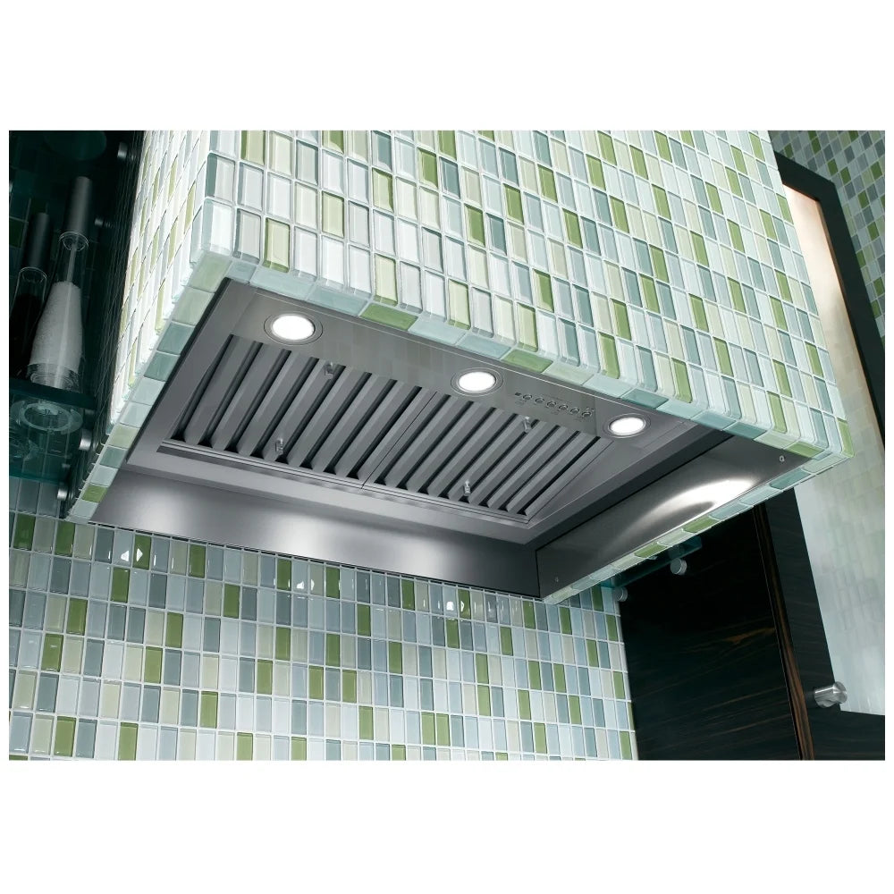 GE UVC9300SLSS Cabinet Insert, 30" Exterior Width, 610 CFM, Outside / Ducting, LED, Dishwasher Safe Filters, Baffle Filter, Stainless Steel colour