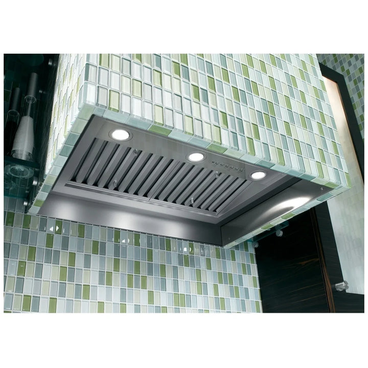 GE UVC9300SLSS Cabinet Insert, 30" Exterior Width, 610 CFM, Outside / Ducting, LED, Dishwasher Safe Filters, Baffle Filter, Stainless Steel colour