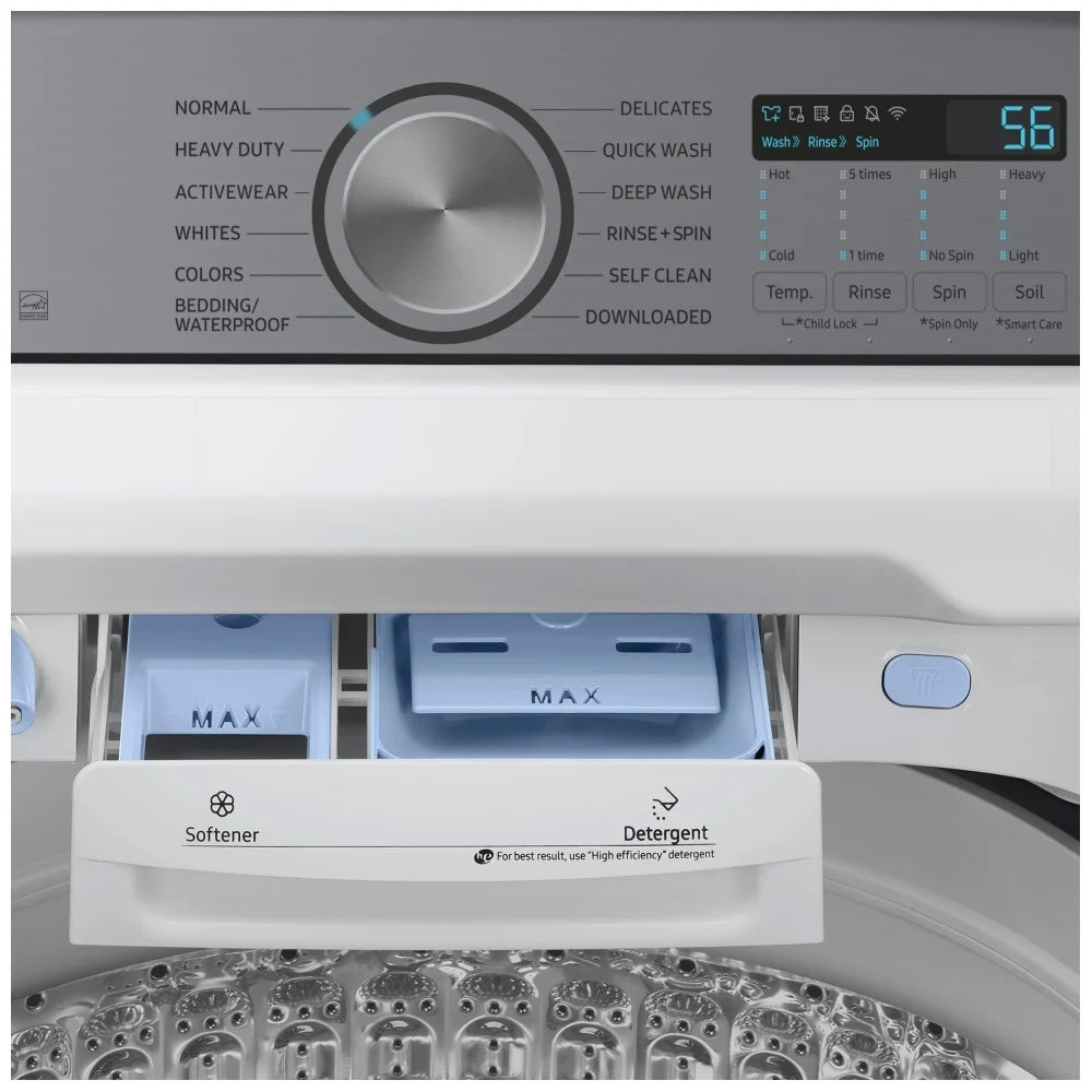 Samsung WA52DG5500AWUS Top Load Washer ENERGY STAR Certified, 17 Wash Cycles, 5 Temperature Settings, 750 Washer Spin Speed
