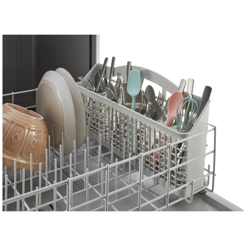 Whirlpool WDF341PAPM Dishwasher, 24 inch Exterior Width, 57 dB Decibel Level, Full Console, Plastic Interior, 4 Wash Cycles, 12 Capacity (Place Settings), 2 Loading Racks, Stainless Steel colour