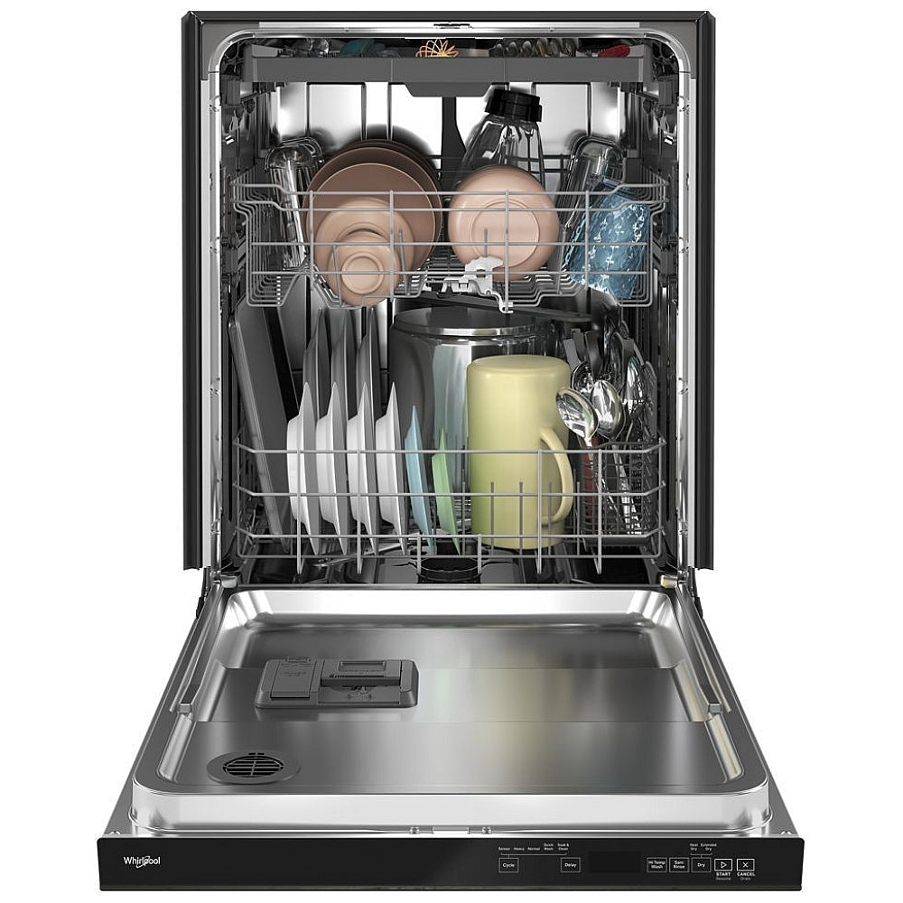 Whirlpool WDTA50SAKV Dishwasher, 24 inch Exterior Width, 47 dB Decibel Level, Fully Integrated, Stainless Interior, 5 Wash Cycles, 13 Capacity (Place Settings), 3 Loading Racks, Black Stainless Steel colour