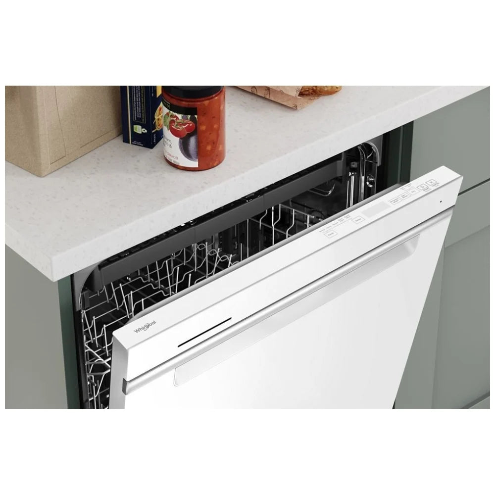 Whirlpool WDTA50SAKW Dishwasher, 24 inch Exterior Width, 47 dB Decibel Level, Fully Integrated, Stainless Interior, 5 Wash Cycles, 13 Capacity (Place Settings), 3 Loading Racks, White colour