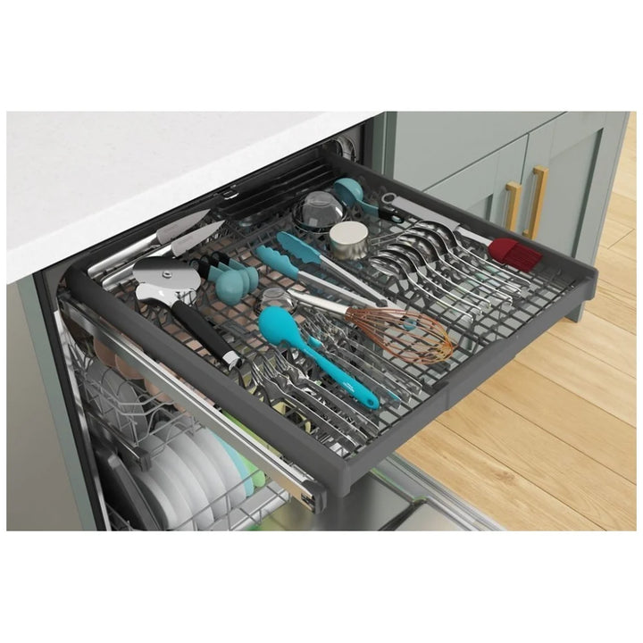 Whirlpool WDTA50SAKW Dishwasher, 24 inch Exterior Width, 47 dB Decibel Level, Fully Integrated, Stainless Interior, 5 Wash Cycles, 13 Capacity (Place Settings), 3 Loading Racks, White colour