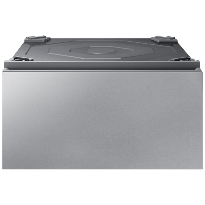 SAMSUNG 27-Inch Bespoke Front Load Washer Dryer Pedestal Stand w/ Pull Out Laundry Storage Drawer, WE502NT, Silver Steel