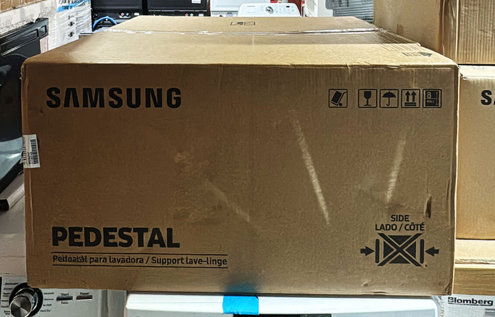 SAMSUNG 27-Inch Bespoke Front Load Washer Dryer Pedestal Stand w/ Pull Out Laundry Storage Drawer, WE502NT, Silver Steel