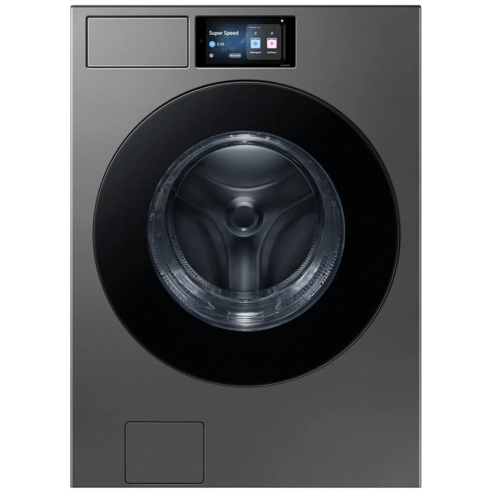 Samsung Bespoke WF90F53ADSA5 Front Load Washer, 27 inch Width, 6.1 cu. ft. Washer Capacity, 1,200 RPM Washer Spin Speed, 25 Wash Cycles, 5 Temperature Settings, Water Heater, Steam Clean, ENERGY STAR Certified, Wifi Enabled, Dark Steel colour