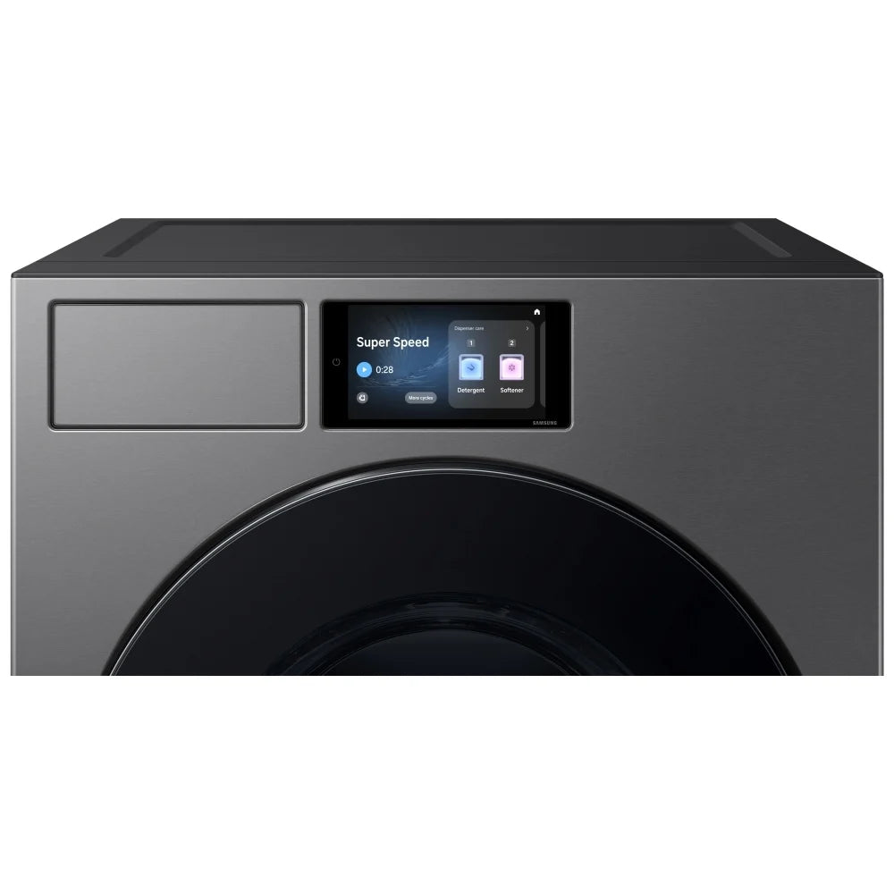 Samsung Bespoke WF90F53ADSA5 Front Load Washer, 27 inch Width, 6.1 cu. ft. Washer Capacity, 1,200 RPM Washer Spin Speed, 25 Wash Cycles, 5 Temperature Settings, Water Heater, Steam Clean, ENERGY STAR Certified, Wifi Enabled, Dark Steel colour