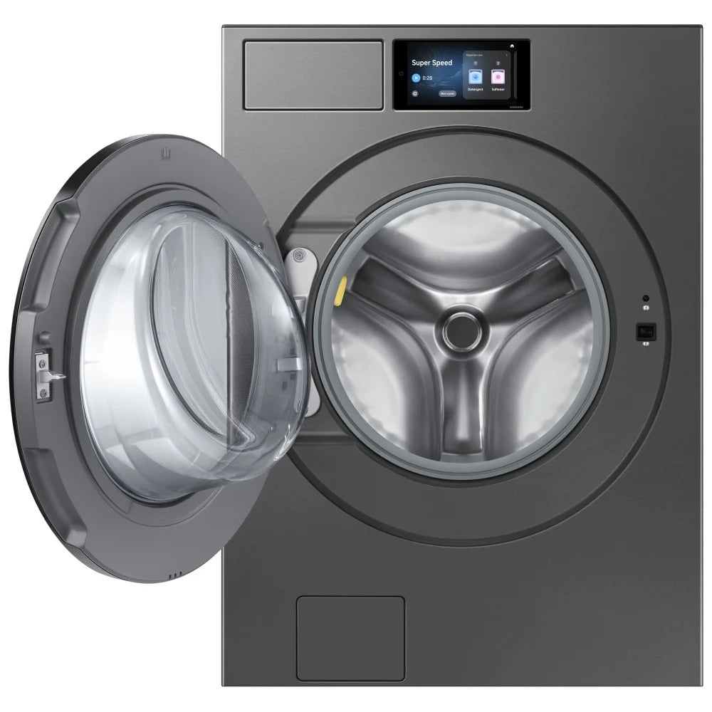 Samsung Bespoke WF90F53ADSA5 Front Load Washer, 27 inch Width, 6.1 cu. ft. Washer Capacity, 1,200 RPM Washer Spin Speed, 25 Wash Cycles, 5 Temperature Settings, Water Heater, Steam Clean, ENERGY STAR Certified, Wifi Enabled, Dark Steel colour