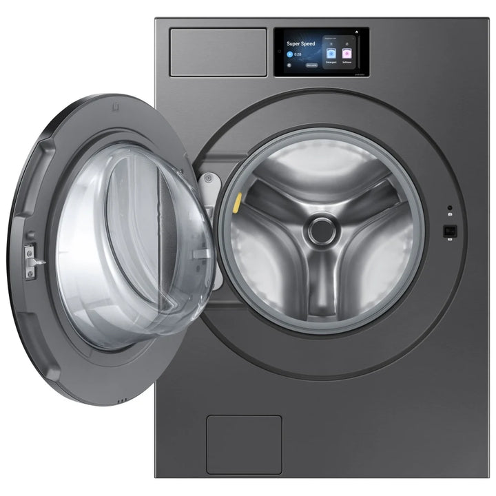 Samsung Bespoke WF90F53ADSA5 Front Load Washer, 27 inch Width, 6.1 cu. ft. Washer Capacity, 1,200 RPM Washer Spin Speed, 25 Wash Cycles, 5 Temperature Settings, Water Heater, Steam Clean, ENERGY STAR Certified, Wifi Enabled, Dark Steel colour