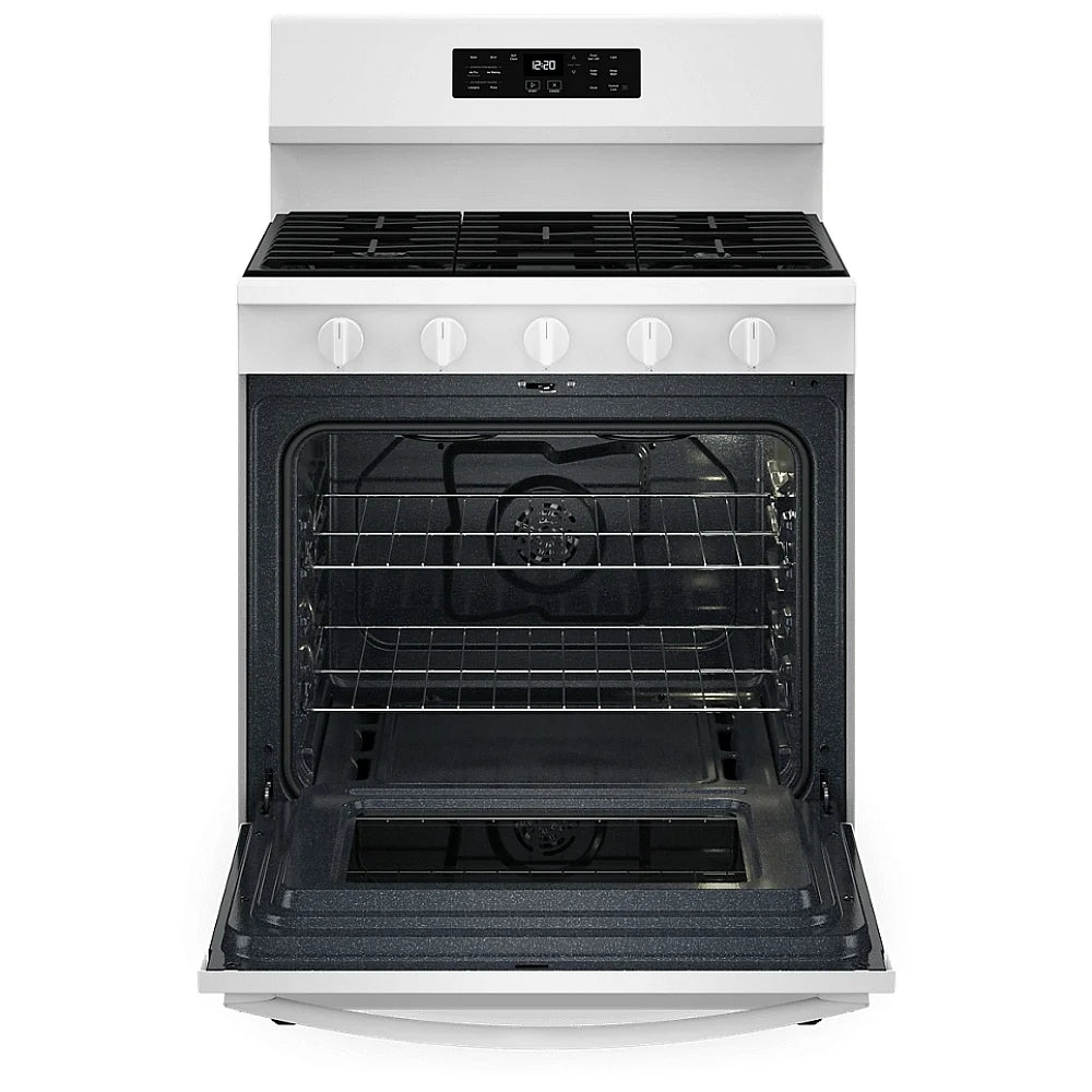 Whirlpool WFGS5030RW Gas Range, 5 cu. ft. Capacity, 30 inch Exterior Width, Self Clean, Convection, Storage Drawer, Air Fry, 18,000 BTU Highest Burner, White colour