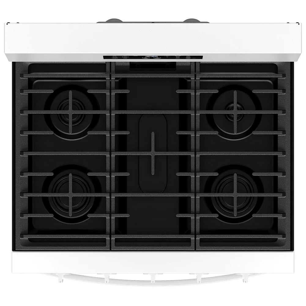 Whirlpool WFGS5030RW Gas Range, 5 cu. ft. Capacity, 30 inch Exterior Width, Self Clean, Convection, Storage Drawer, Air Fry, 18,000 BTU Highest Burner, White colour
