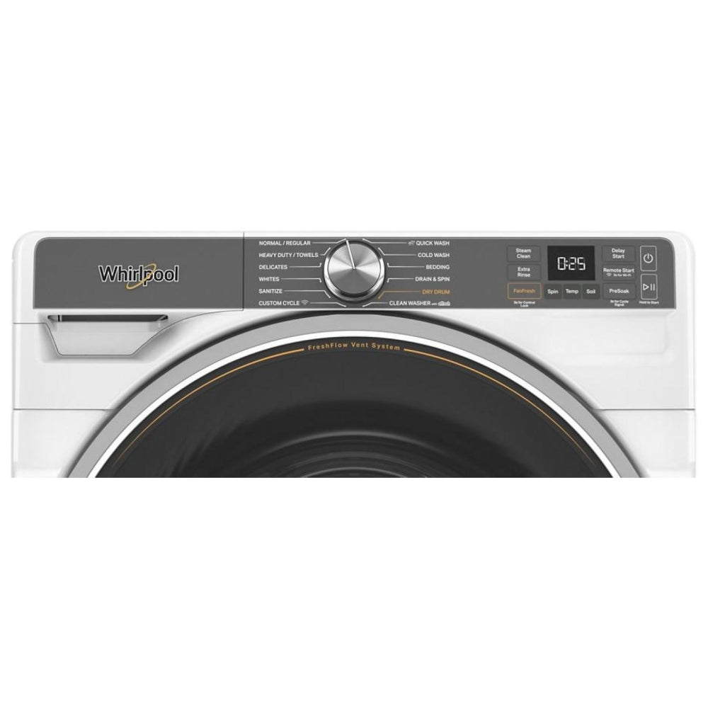 Whirlpool WFW6720RW Front Load Washer, 27 inch Width, 5.8 cu. ft. Washer Capacity, 1,160 RPM Washer Spin Speed, 12 Wash Cycles, 5 Temperature Settings, Water Heater, Steam Clean, ENERGY STAR Certified, Wifi Enabled, White colour