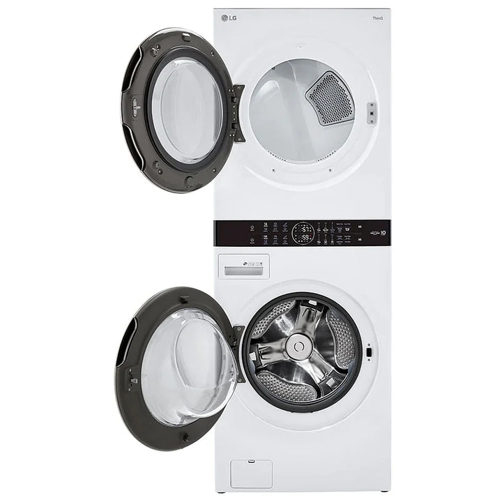 LG WKE100HWA 27 inch Width Washer & Dryer Set, WashTower, AI DD, White colour Washer: 6 Wash Cycles, 1300 RPM Spin Speed, Wifi Enabled, 5.2 cu. ft. Capacity Dryer: 7.4 cu. ft. Capacity, Electric