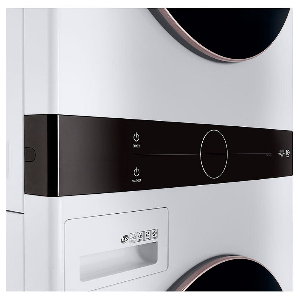 LG WKE100HWA 27 inch Width Washer & Dryer Set, WashTower, AI DD, White colour Washer: 6 Wash Cycles, 1300 RPM Spin Speed, Wifi Enabled, 5.2 cu. ft. Capacity Dryer: 7.4 cu. ft. Capacity, Electric