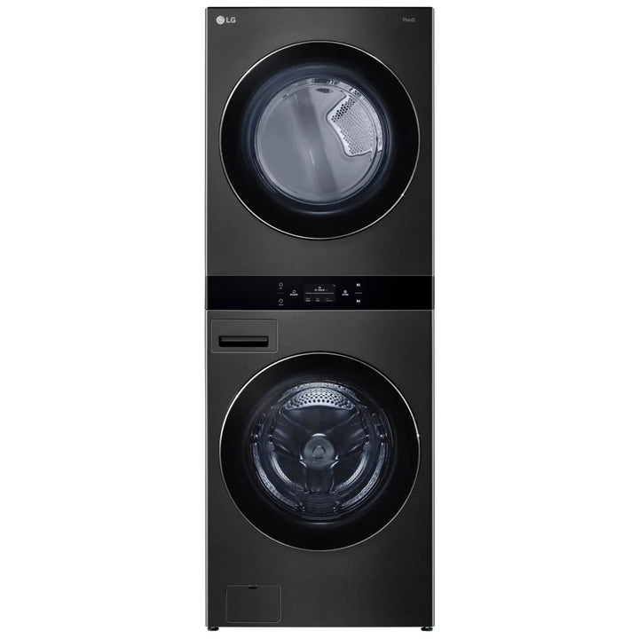 LG WKEX300HBA 27 inch Width Washer & Dryer Set, AI DD 2.0, WashTower, TurboWash 360, Black Stainless Steel colour Washer: 12 Wash Cycles, 5 Temperature Settings, 1300 RPM Spin Speed, Steam Clean, Wifi Enabled