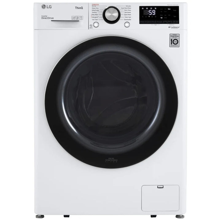 LG WM1455HWA Front Load Washer, 24 inch Width, ENERGY STAR Certified, 2.6 cu. ft. Capacity, Steam Clean, 9 Wash Cycles, 5 Temperature Settings, Stackable, 1400 RPM Washer Spin Speed, Wifi Enabled, White colour AI DD