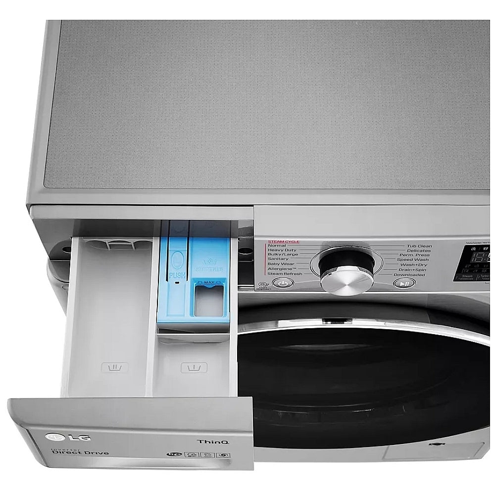 LG WM3555HVA All-in-One Washer Dryer Combo Front Load Electric Dryer, 24 inch Width, 2.6 cu. ft. Dryer Capacity, 2.6 cu. ft. Washer Capacity, 1 Dry Cycles, 1,400 RPM Washer Spin Speed, Steam Clean