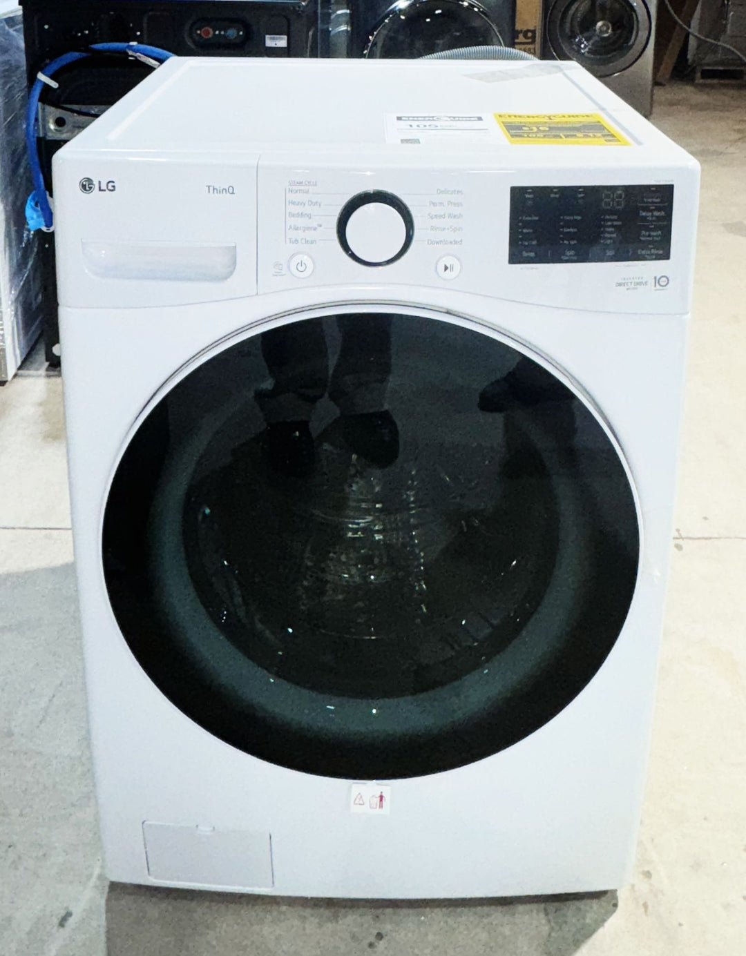 LG WM3600HWA Front Load Washer, 27" Width, ENERGY STAR Certified, 5.2 cu. ft. Capacity, Steam Clean, 10 Wash Cycles, 5 Temperature Settings, Stackable, 1300 RPM Washer Spin Speed, Wifi Enabled, White colour AI DD