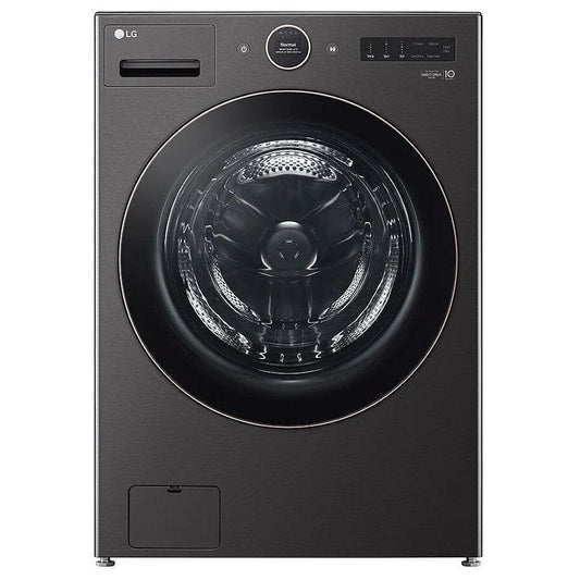 LG WM6500HBA Front Load Washer, 27 inch Width, ENERGY STAR Certified, 5.8 cu. ft. Capacity, Steam Clean, 25 Wash Cycles, 5 Temperature Settings, Stackable, 1300 RPM Washer Spin Speed, Wifi Enabled, Black Stainless Steel colour TurboWash 360, AI DD