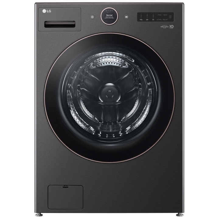 LG WM6500HBA Front Load Washer, 27 inch Width, ENERGY STAR Certified, 5.8 cu. ft. Capacity, Steam Clean, 25 Wash Cycles, 5 Temperature Settings, Stackable, 1300 RPM Washer Spin Speed, Wifi Enabled, Black Stainless Steel color Turbo Wash-360