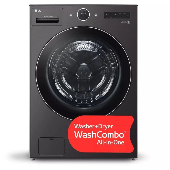 LG WM6998HBA All-in-One Washer Dryer Combo, 27 inch Width, 5.7 cu. ft. Washer Capacity, Steam Clean, 30 Wash Cycles, 5 Temperature Settings, 1,300 RPM Washer Spin Speed, Wifi Enabled, Electric, Black Stainless Steel colour AI DD, TurboWash 360, ezDispense