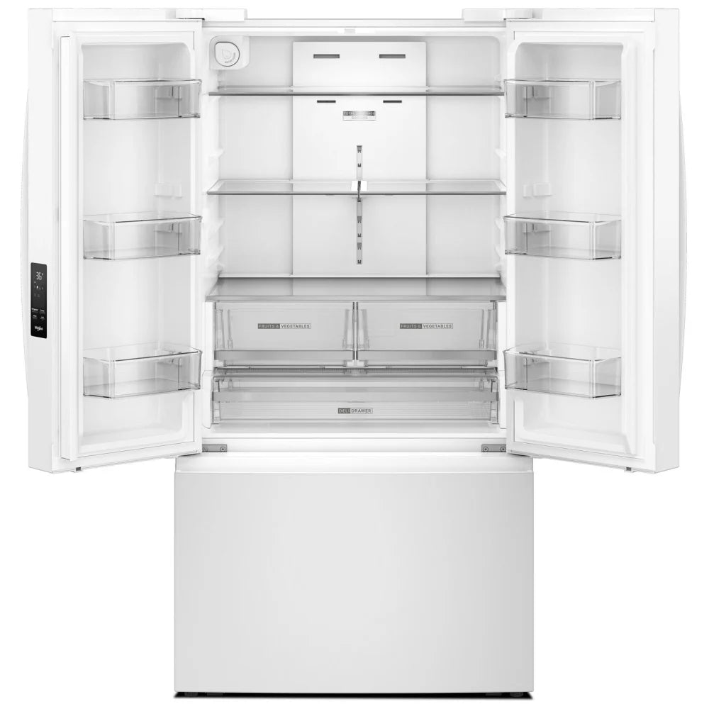 Whirlpool WRFF3136SW French Door Refrigerator, 36 inch Width, 31 cu. ft. Capacity, Ice Dispenser (Freezer Located), ENERGY STAR Certified, White colour
