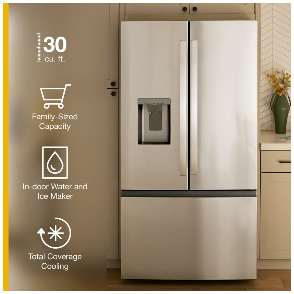 Whirlpool WRFF3536SW French Door Refrigerator, 36 inch Width, 30 cu. ft. Capacity, Water Dispenser (Exterior), Ice Dispenser (Thru Door), ENERGY STAR Certified, White colour