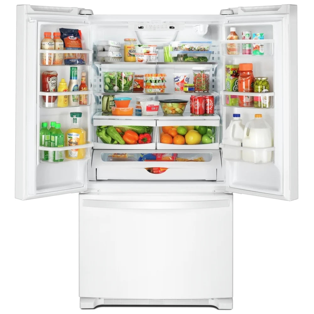 Whirlpool WRFF5333PW Bottom Freezer French Door Refrigerator, 33 inch Width, ENERGY STAR Certified, 22 cu. ft. Capacity, Water Dispenser (Interior), Ice Dispenser (Freezer Located), White color, Accu-Chill™ System, EveryDrop™ Water Filtration