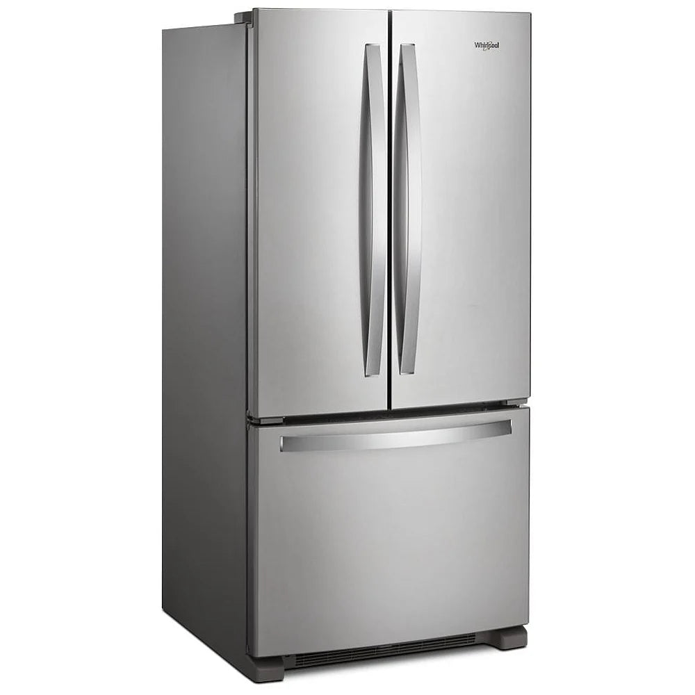 Whirlpool WRFF5333PZ Bottom Freezer French Door Refrigerator, 33 inch Width, ENERGY STAR Certified, 22.1 cu. ft. Capacity, Water Dispenser (Interior), Ice Dispenser (Freezer Located), Stainless Steel color.  REFURBISHED 1 YEAR WARRANTY