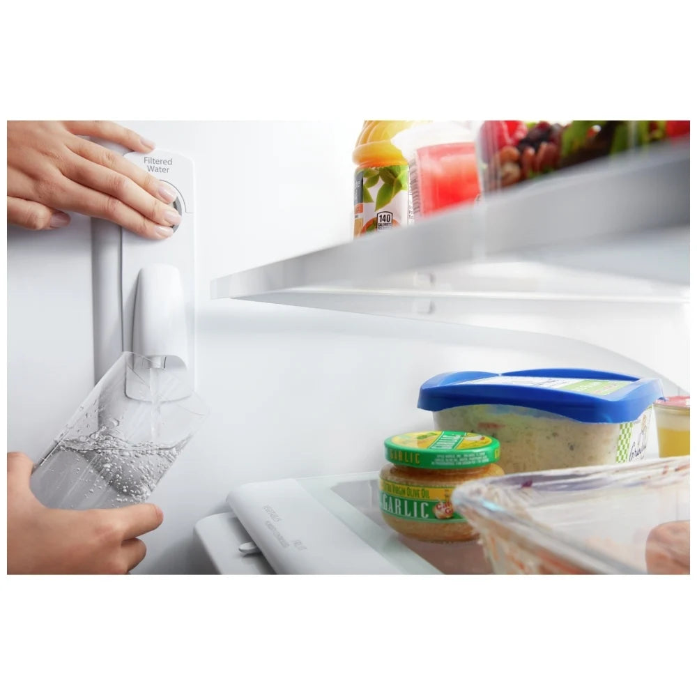 Whirlpool WRFF5333PZ Bottom Freezer French Door Refrigerator, 33 inch Width, ENERGY STAR Certified, 22.1 cu. ft. Capacity, Water Dispenser (Interior), Ice Dispenser (Freezer Located), Stainless Steel color.  REFURBISHED 1 YEAR WARRANTY