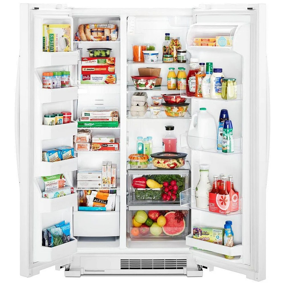 Whirlpool WRS315SNHW Side by Side Refrigerator, 36 inch Width, Optional Ice Maker (Special Order), 25.1 cu. ft. Capacity, White color. REFURBISHED 1 YEAR WARRANTY