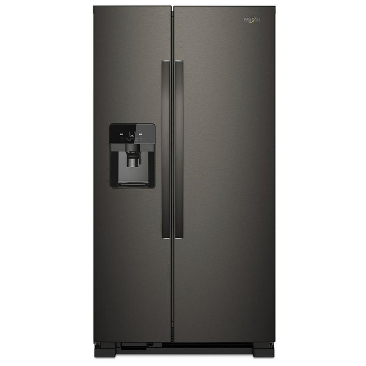 Whirlpool WRS321SDHV Side by Side Refrigerator, 33 inch Width, Ice Dispenser (Thru Door), Water Dispenser (Exterior), 21.4 cu. ft. Capacity, Black Stainless Steel colour