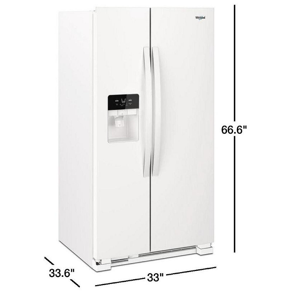 Whirlpool WRS321SDHW Side by Side Refrigerator, 33 inch Width, Ice Dispenser (Thru Door), Water Dispenser (Exterior), 21.4 cu. ft. Capacity, White colour