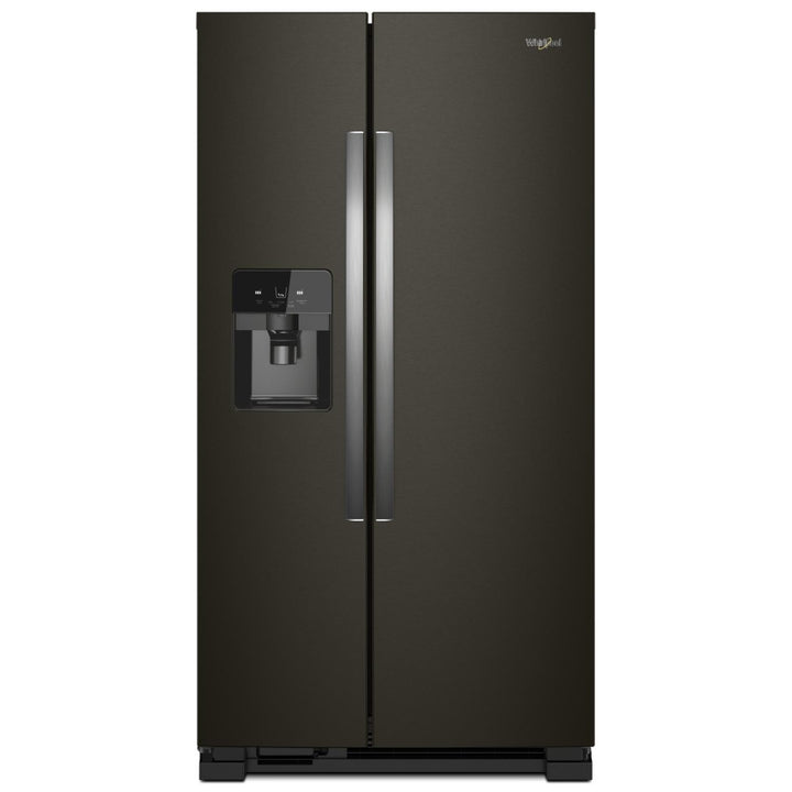 Whirlpool WRS325SDHV Side by Side Refrigerator, 36 inch Width, Ice Dispenser (Thru Door), Water Dispenser (Exterior), 25 cu. ft. Capacity, Black Stainless Steel colour